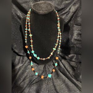 Turquoise and Brown Beaded Necklace
